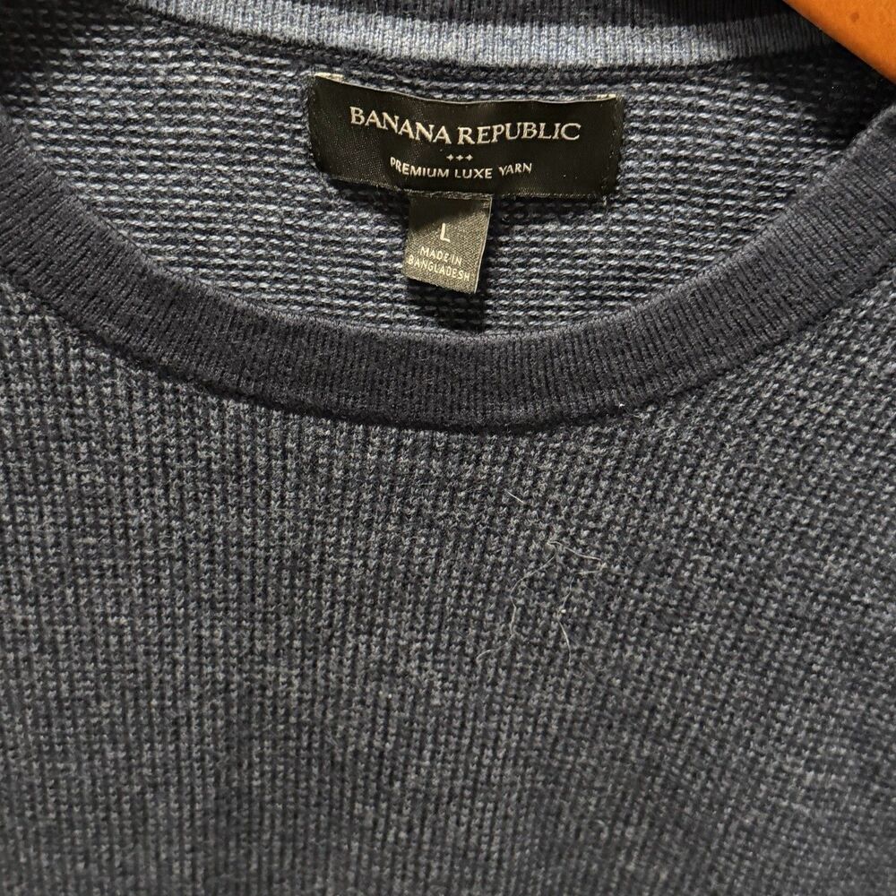 Banana Republic Premium Luxe Yarn Sweater Mens L Gray Knit V Neck Pullover